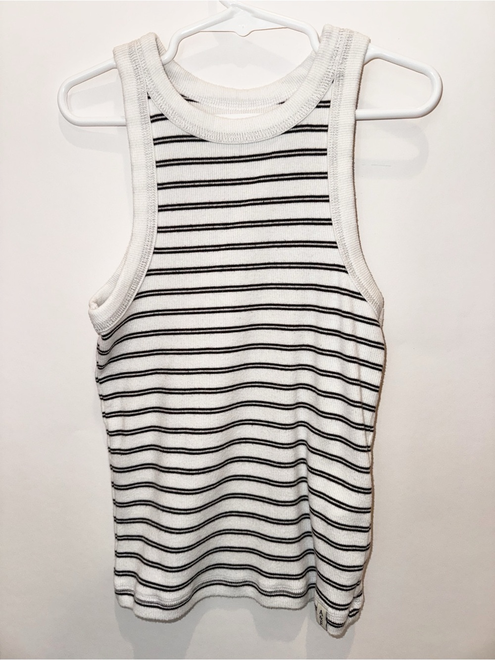 abercrombie kids White and Black Striped Tank Top